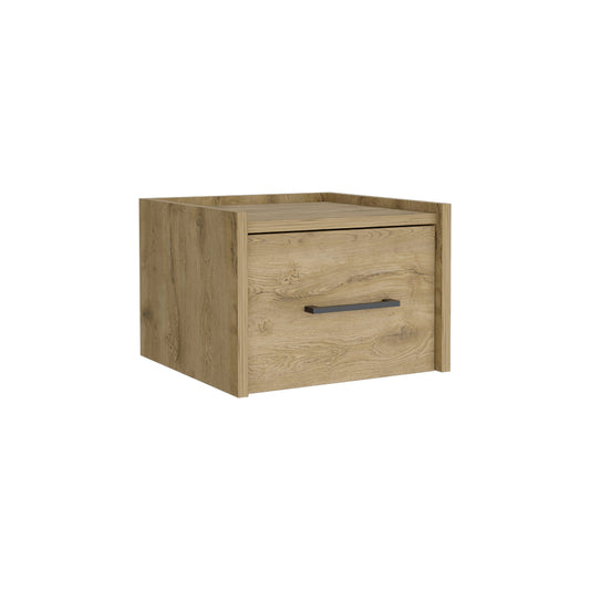 10" Beige One Drawer Faux Wood Nightstand