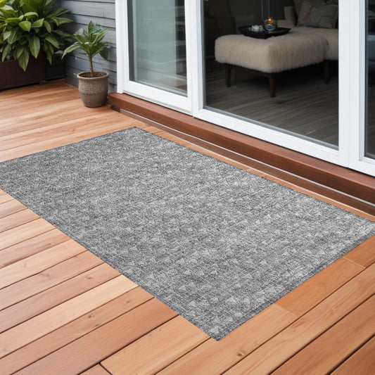 2' X 3' Gray Geometric Washable Non Skid Indoor Outdoor Area Rug