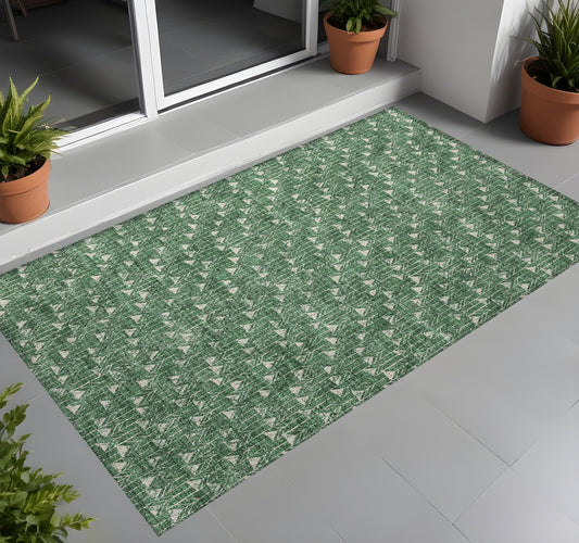 2' X 3' Sage Geometric Washable Non Skid Indoor Outdoor Area Rug