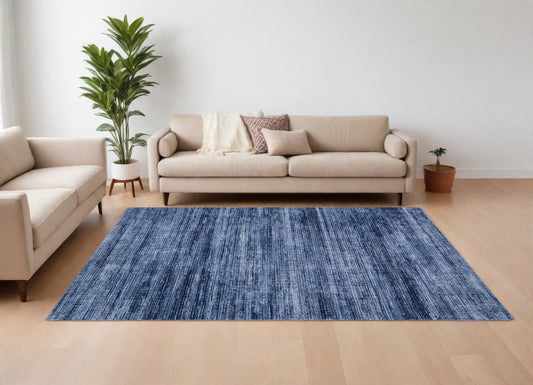 9' X 13' Blue and Gray Power Loom Area Rug