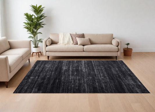 9' X 13' Black and Gray Power Loom Area Rug
