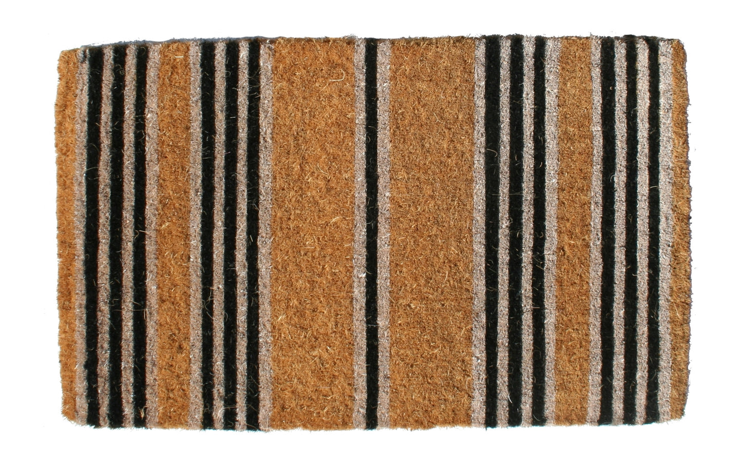 18" X 30" Brown and Black Coir Striped Outdoor Door Mat