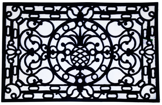 30" X 48" Black Rubber Pineapple Outdoor Door Mat